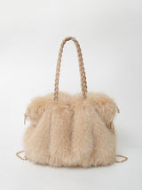 Elisa | Vielseitige Velours-Schultertasche – Khaki Grau