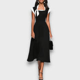 Arlisse – Midi-Kleid mit quadratischem Ausschnitt – Schwarz