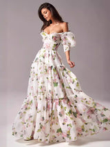 Camila - Langes Maxikleid mit Blumendruck – Rosa