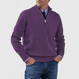 Ben | Modischer Warmer Pullover Mit Halbem Reißverschluss – Lila