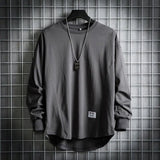 Leon | Herren Oversized Longsleeve Rundhals Langarm Basic – Grau