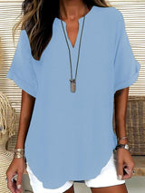 Xalina - Bluse mit weicher Haptik und Ausschnitt-Detail – Hellwäsche