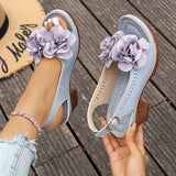 Gayanthi - Stylischer Blumen Drucken Mit Klobigem Absatz – Violett