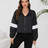 Gudula | Sportliche Windbreaker Jacke – Schwarz