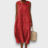 Serava – besticktes Midikleid – Rot