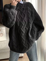 Elayra - Locker Sitzender Strick Pullover – Schwarz