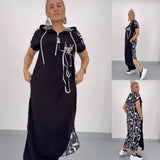 Filiz – Langes, Stilvolles Kleid Mit Kapuze – Schwarz