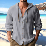Luca – Herren Sommerhemd mit Kapuze und Knopfleiste – Gray
