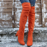 Overknee Stiefel Damen | Überkniehoher Schaft mit Slip-On – Orange