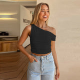 LUNA | ONE-SHOULDER-TOP – Schwarz