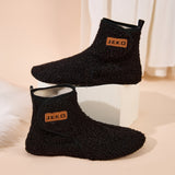 Lokia – Bequeme Kuschelige Fleece Hausschuhe – Schwarz