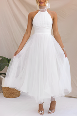 Serrena - Elegantes Rollkragenkleid für Damen – Weiß