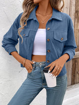Nichola – Langärmelige Jacke Mit Knopfleiste – Blau