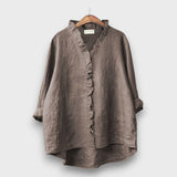 Jagina – Lockere Bluse mit Volantkante – Grau