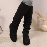 Overknee Stiefel Damen | Schlupfform mit Niedrigem Blockabsatz – Schwarz