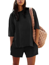 Iselin - Lässiges Zweiteiliges Set – Schwarz