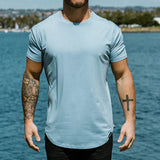 Herren Rundhalsausschnitt Kurzarm T-Shirt – Hellblau