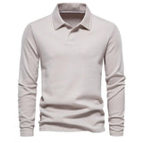 Herren Lässiger Polo | Langarm – Beige