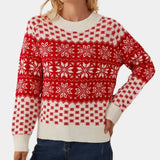Guida - weihnachts-schneeflocken-pullover für damen – Rot