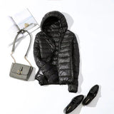 Ultraleichte, wasserdichte herbst-entendaunenjacke für damen – warm und stylisch – Schwarz