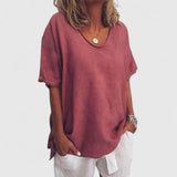 Lena | V-Ausschnitt-Shirt – Dunkelrosa