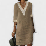 Emelia - Kleid aus Baumwolle und Leinen – Khaki