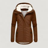 Elva | Warme Damenjacke mit Kapuze – Orange