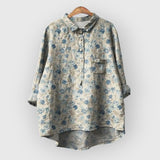 LAURA | Blumenbluse handgemacht – Grau