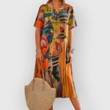 Blanca | ELEGANT ABSTRAKTES KLEID – Orange