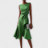Olga | Asymmetrisch Ärmellos Midikleid – Grün