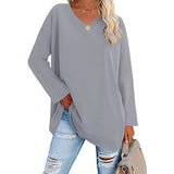 Alicia™ - Lässiger V-Ausschnitt Pullover – Grau (Fast ausverkauft)