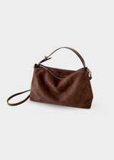 Wildleder Handtasche Damen – Vintage Umhängetasche mit Reißverschluss – Kaffee