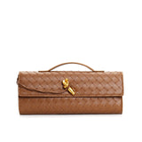 Geflochtene Damen Clutch aus Echtleder – Elegant & Vielseitig – Karamell