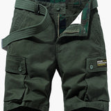 Lässige Cargo-Shorts für Herren mit Gürtel und Taschen – Armeegrün