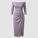 Damen Kleid | mittellange Form mit schulterfreiem Oberteil – Rosa