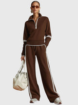 Minrada - Set Aus Bluse Und Hose Mit Breiten Falten – Burgund