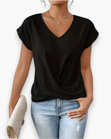 Damen Elegantes Twist Front Top | V-Ausschnitt – Schwarz