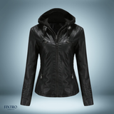 Lederjacke mit kapuze – Schwarz