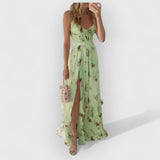 Christa | Eleganten Blumenkleids – Grün