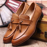 Tayvyan | Herren Retro Retro British Casual Loafers mit Quasten – Braun