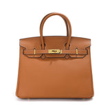 Jane – Premium-Handtasche aus echtem genarbtem Leder – Braun