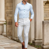 Finn | SlimFit-Stretchhemd in Uni-Farbe – Hellblau