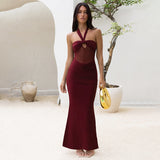 Miya | Langes Neckholder-Kleid aus Tüll – Rot