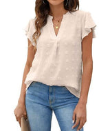 Bluse mit Patchwork und Rüschen – Aprikose
