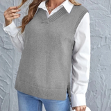 Zarter Strick-Weste mit V-Ausschnitt - Faye – Grau