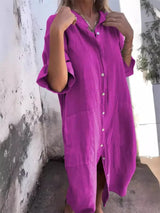 Paige - Knopf-Breeze Kleid – Lila (Fast ausverkauft)