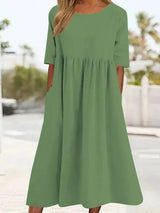 Lässiges Damenkleid | Midi – Hellgrün