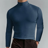 Glenn – schmal geschnittenes t-shirt mit hoher taille und langen armeln – Blau
