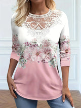 Britten – Elegante Bluse aus geblümter Spitze – Rosa