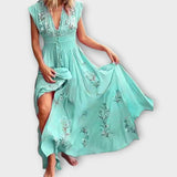 Felizia – Boho-Kleid mit bezaubernder Stickerei – Türkis